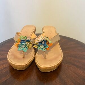 Floral Embellished Wedge Sandals